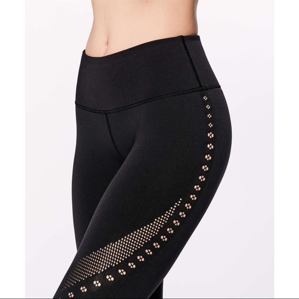 Lululemon Reveal 7/8 Laser Cut Out Leggings in Black